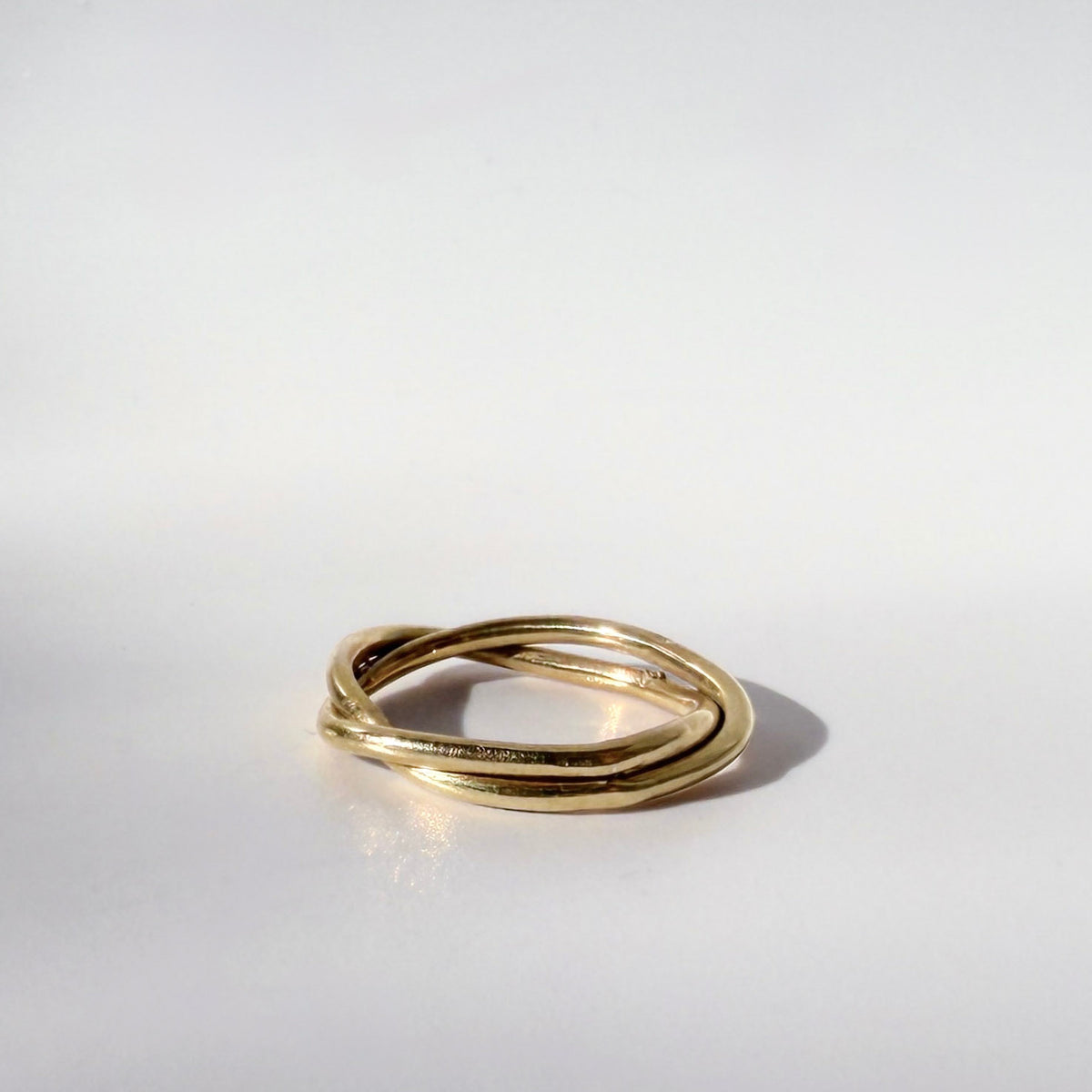 Bold Twist Ring in gold vermeil, a wide woven ring for men or women, handwoven from wax wire in a twisted pattern and polished, handcrafted in New York City by Kefi