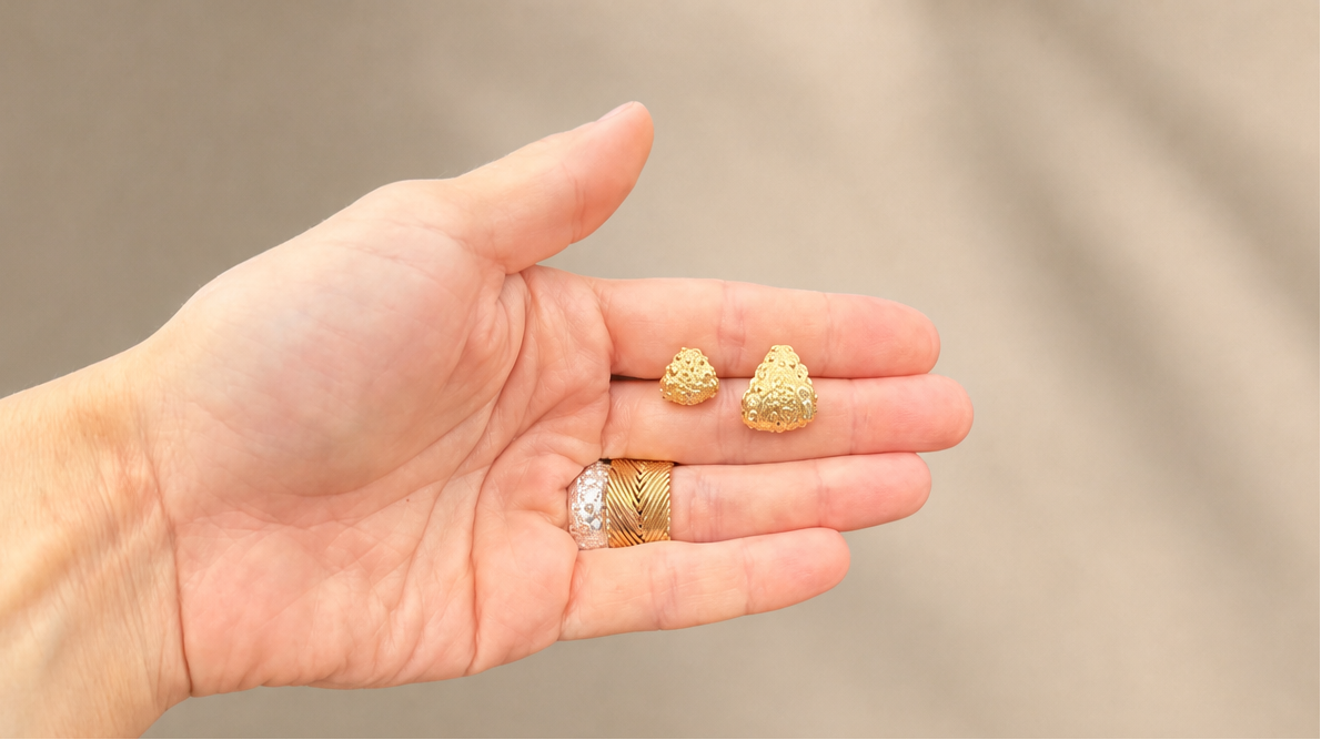 Galatea Tiny Urchin Earrings in 14k gold vermeil featuring a textured sea urchin-inspired design, handcrafted in New York by Kefi.
