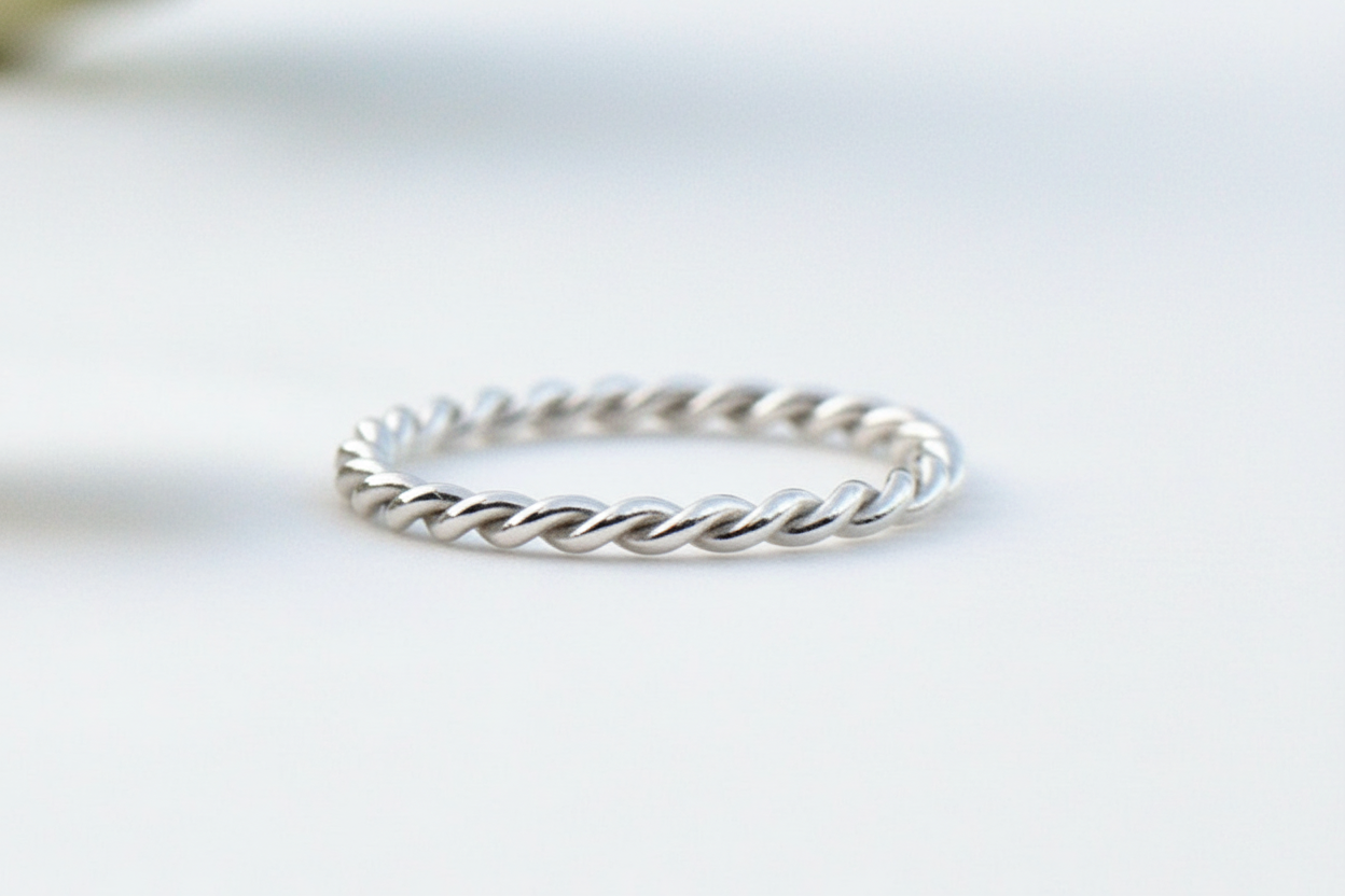 Twist Ring in sterling silver with handcrafted twisted band detail