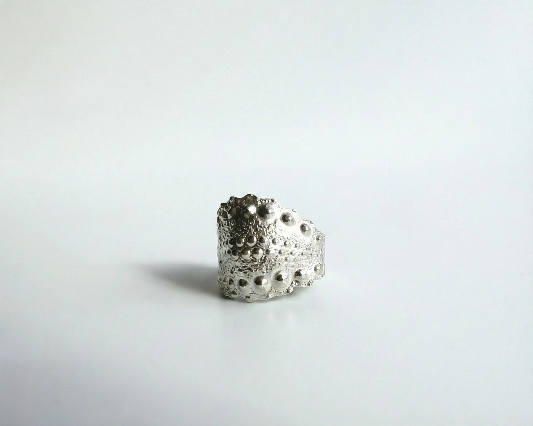 Urchin Cuff in sterling silver with natural sea urchin texture and bold cuff form